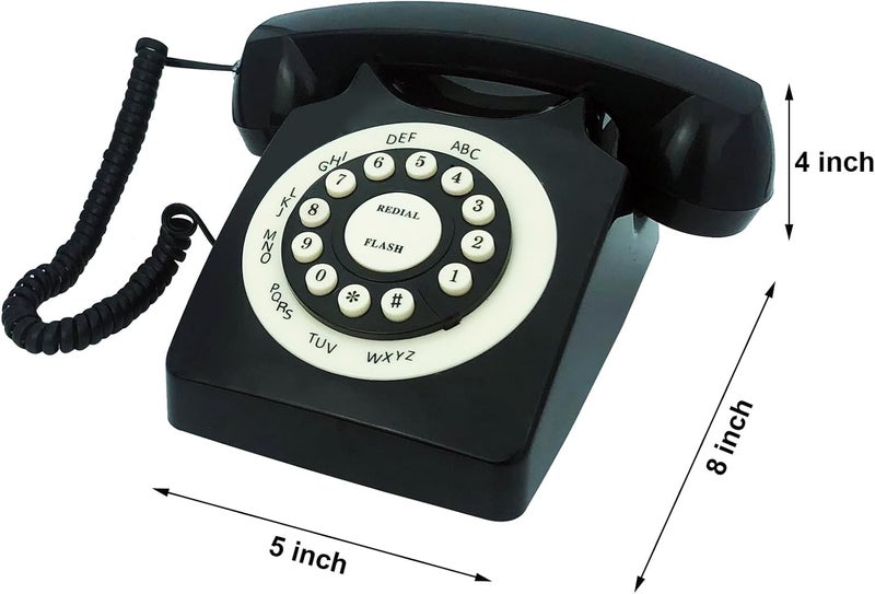 TelPal Retro Corded Landline Phone, Classic Vintage Old Fashion Telephone for Home & Office, Wired Home Phone Gift for Seniors (Black) - Image 4